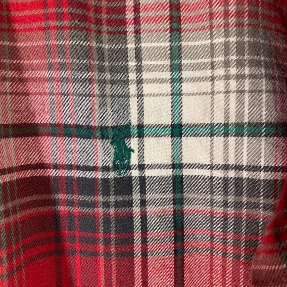 Mens Ralph Lauren Classic Fit Flannel Shirt Red Green XL Long Sleeve Cotton - Picture 5 of 7